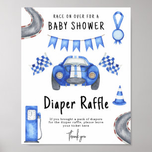 Póster Ducha de bebé de coche de carreras Juego de rifa d