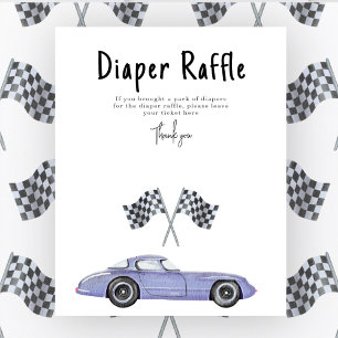 Póster Ducha de bebé de coche de carreras Juego de rifa d