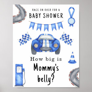 Póster Ducha de bebé de coche de carreras ¿Qué tan grande