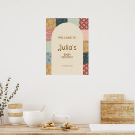 Póster Ducha de bebé de colcha vintage