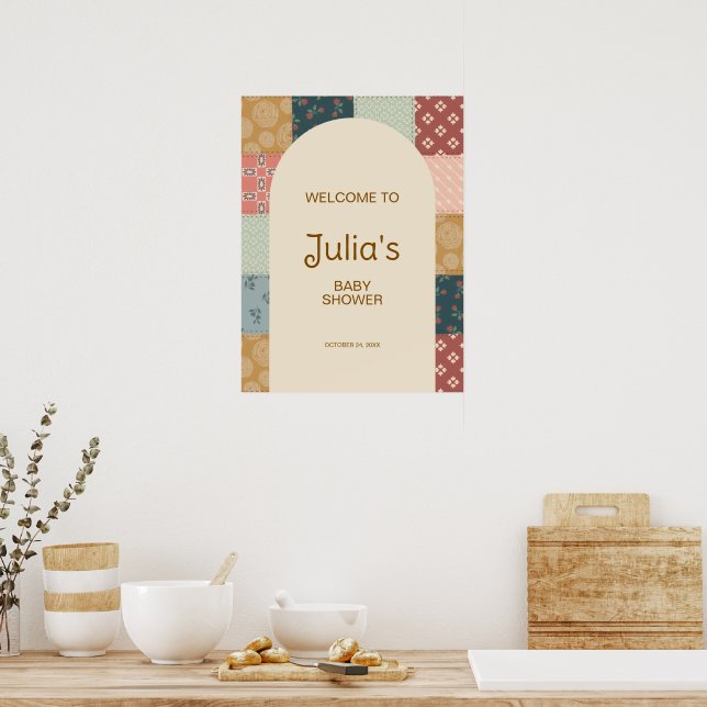 Póster Ducha de bebé de colcha vintage (Cocina)
