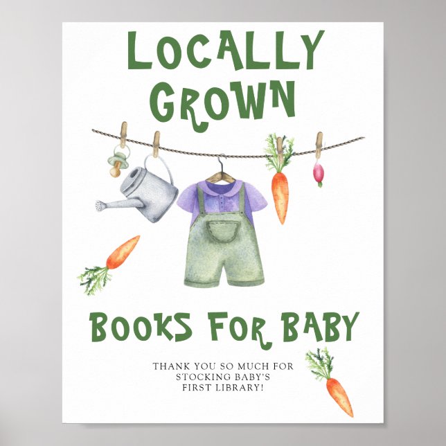 Póster ducha de bebé de cosecha local - libros para bebé (Frente)