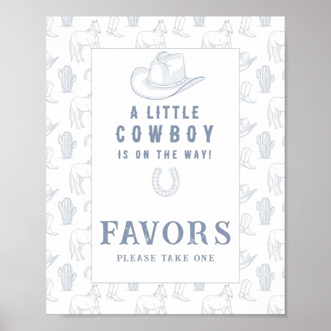 Póster Ducha de bebé de Cowboy Favors (Frente)