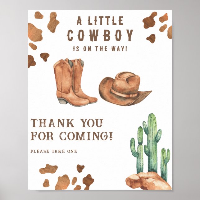 Póster Ducha de bebé de Cowboy Gracias por venir (Frente)