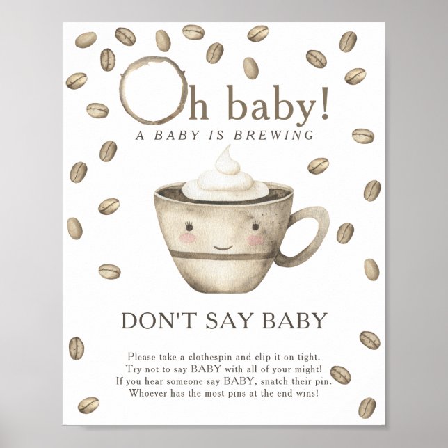 Póster Ducha de bebé de dibujos animados de café - No dig (Frente)