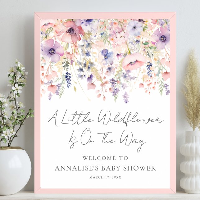 Póster Ducha de Bebé de Flores Silvestres (Wildflower Floral Baby Shower Poster)