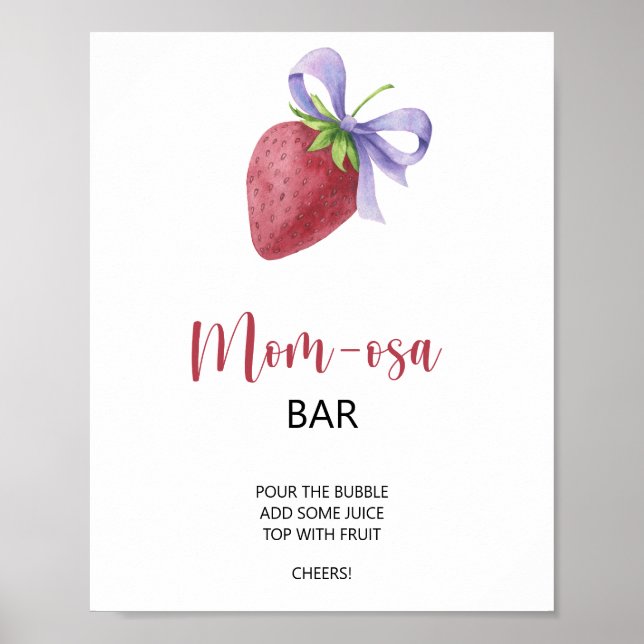 Póster Ducha de bebé de fresa - bar de mimosa (Frente)