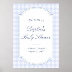 Póster Ducha de bebé de gingham azul