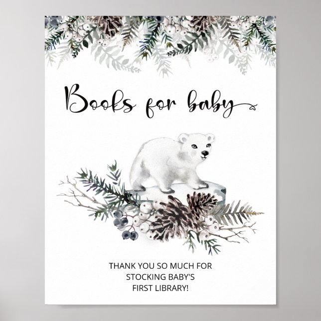 Póster Ducha de bebé de invierno Libros para bebé (Frente)