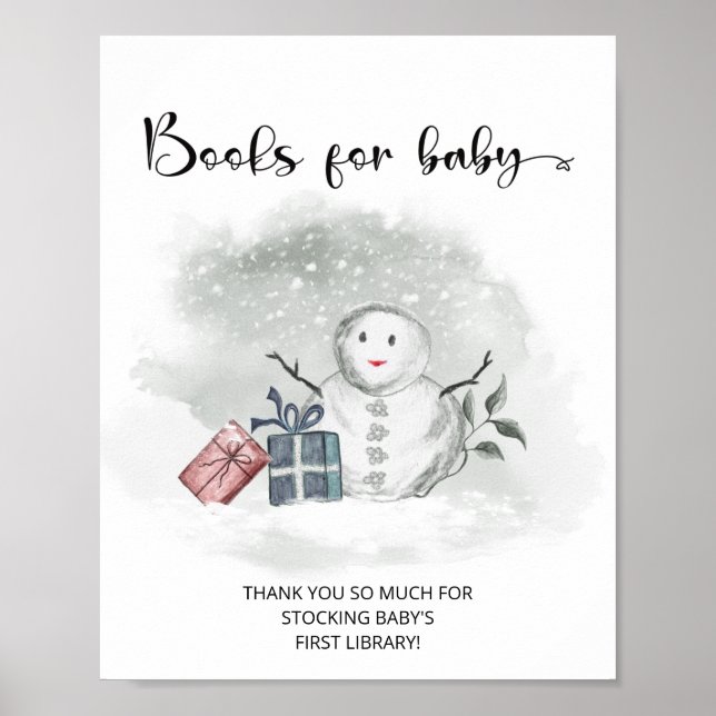 Póster Ducha de bebé de invierno Libros para Poster de be (Frente)