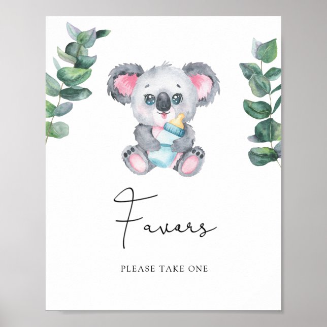Póster Ducha de bebé de Koala - Favores (Frente)