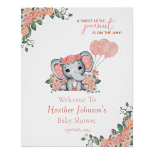 Póster Ducha de Bebé de la Niña Elefante
