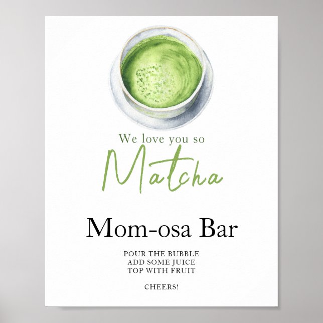 Póster Ducha de bebé de lata Matcha Bar Momosa (Frente)