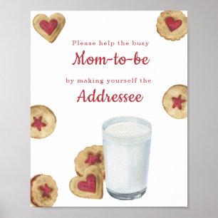 Póster Ducha de bebé de leche y galletas Destinatario mam