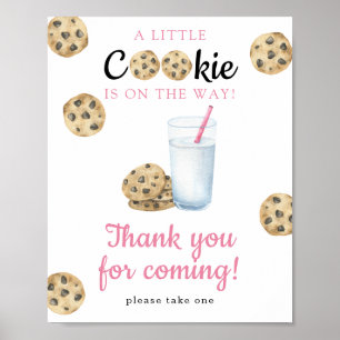 Póster Ducha de bebé de leche y galletas - Gracias 