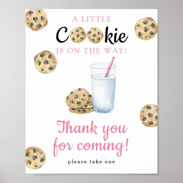 Póster Ducha de bebé de leche y galletas - Gracias  (Frente)