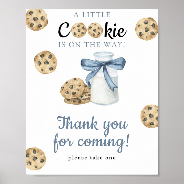 Póster Ducha de bebé de leche y galletas - Gracias  (Frente)