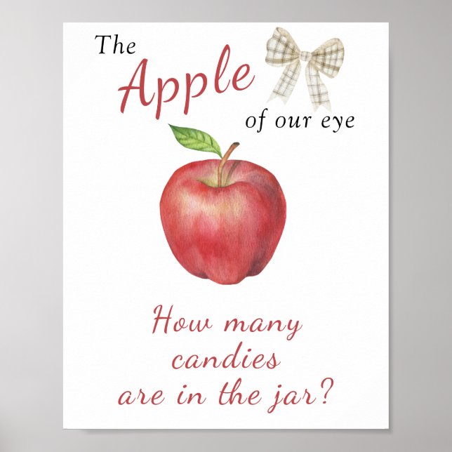 Póster Ducha de bebé de manzana - adivina cuántas golosin (Frente)