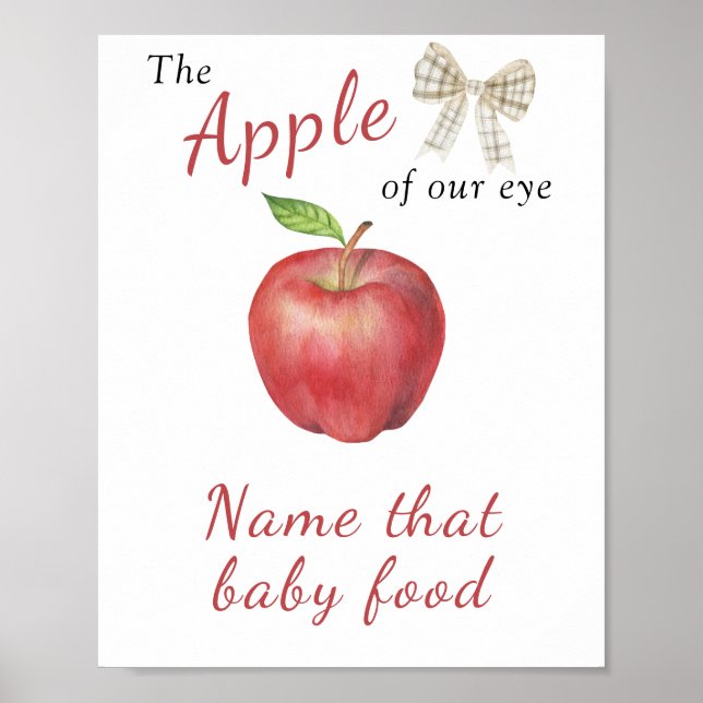 Póster Ducha de bebé de manzana - Nombra esa comida para  (Frente)