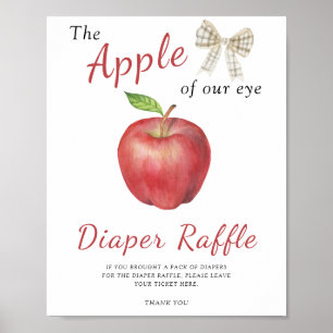 Póster ducha de bebé de manzana - poster de rifas de paña