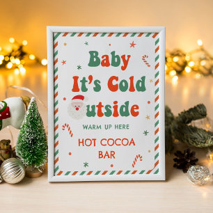 Póster Ducha de Bebé de Navidad Barra de Cacao Caliente