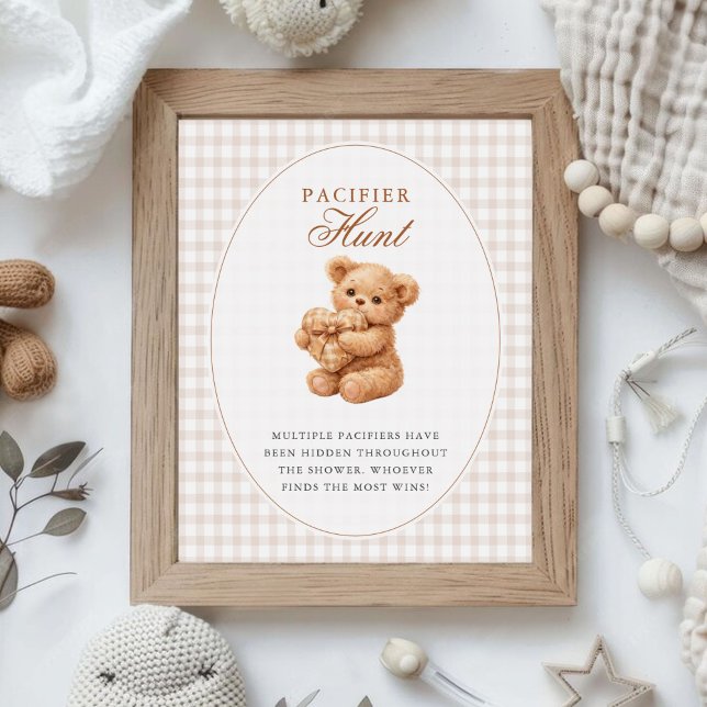 Póster Ducha de bebé de osito de gingham marrón corazón p (Subido por el creador)