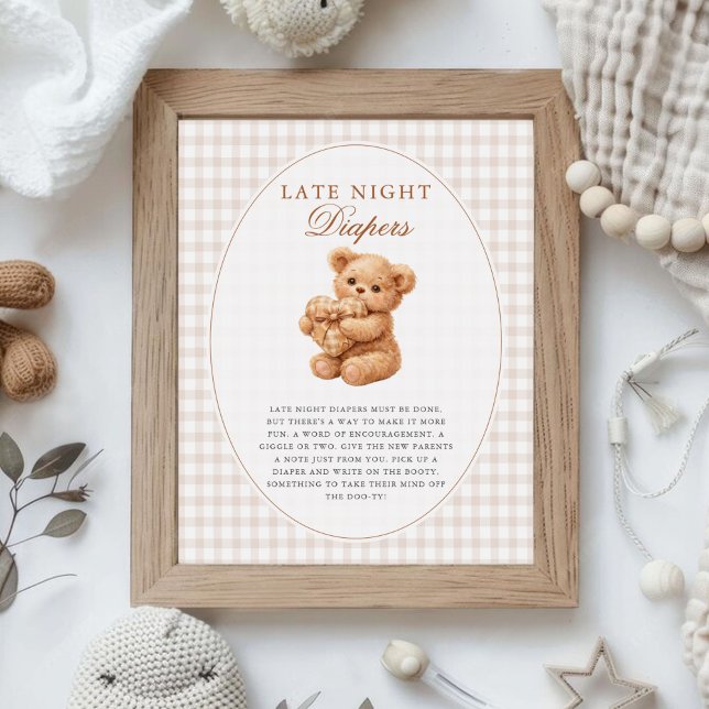 Póster Ducha de bebé de osito de gingham marrón corazón p (Subido por el creador)