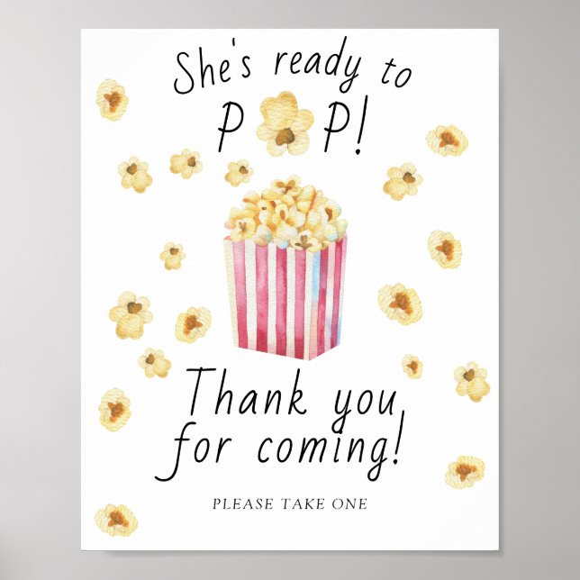 Póster Ducha de bebé de palomitas - Gracias por venir (Frente)