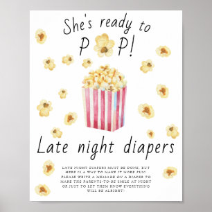 Póster Ducha de bebé de palomitas - juego de pañales noct