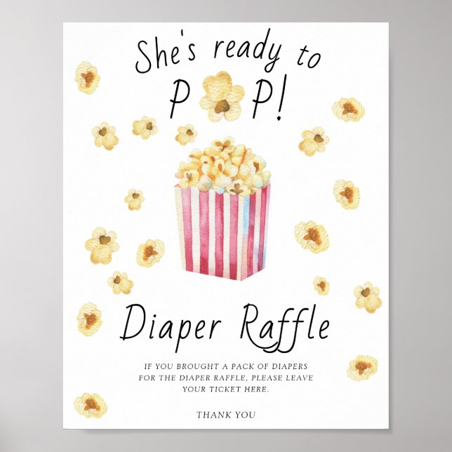 Póster Ducha de bebé de palomitas - poster de rifas de pa (Frente)