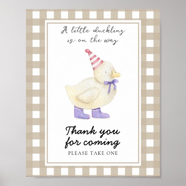 Póster Ducha de bebé de patito - Gracias por venir (Frente)
