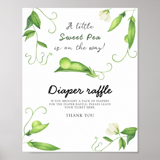 Póster Ducha de bebé de pea - rifa de pañales (Frente)