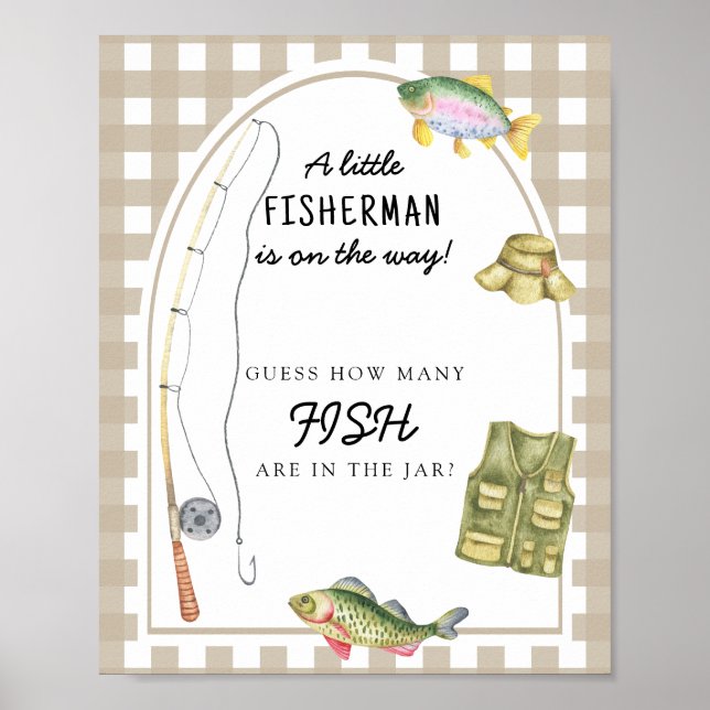 Póster Ducha de bebé de pesca - adivina cuántos peces (Frente)