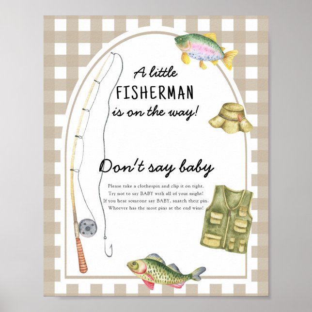 Póster Ducha de bebé de pescador - No digas bebé (Frente)