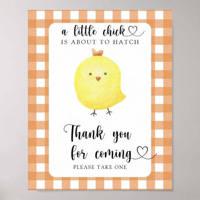 Póster Ducha de bebé de pollo - Gracias por venir (Frente)