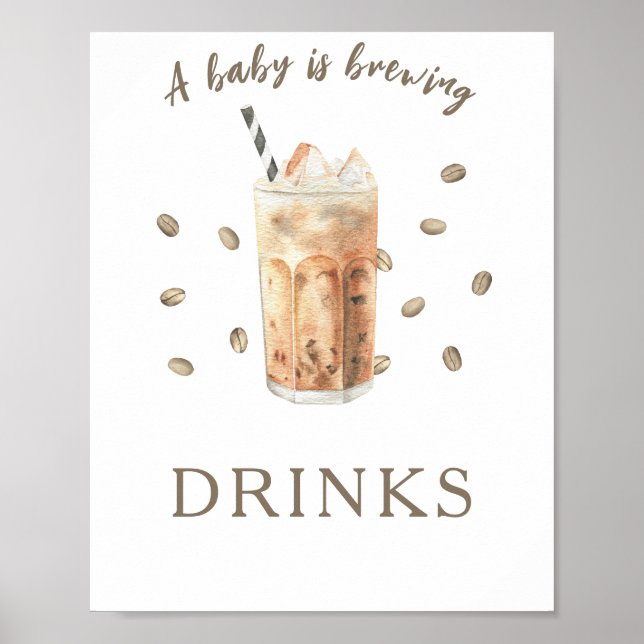 Póster Ducha de bebé de preparación de café - Bebidas (Frente)