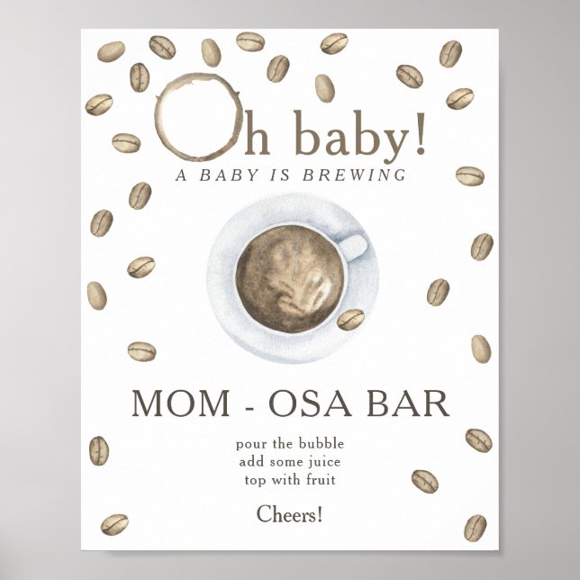 Póster Ducha de bebé de preparación de café Momosa bar (Frente)