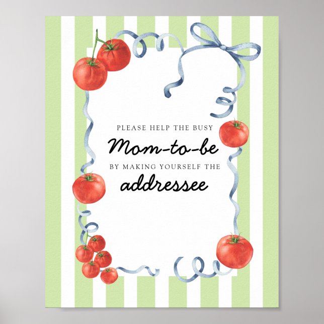 Póster Ducha de bebé de tomate Madre ocupada (Frente)