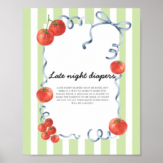 Póster Ducha de bebé de tomate Pañales de noche (Frente)