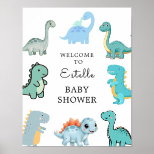 Póster Ducha de Bebé Dinosaurio Pequeño Lindo