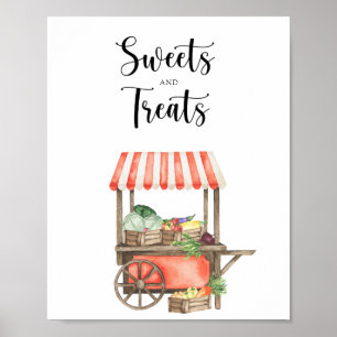 Póster Ducha de bebé en carrito de mercado - dulces y gol