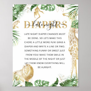 Póster Ducha de Bebé en la Jungla del Salvaje 'Pañales No