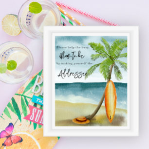 Póster ducha de bebé en la playa - destinataria la futura