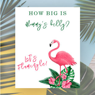 Póster Ducha de bebé Flamingo Qué grande es la barriga de