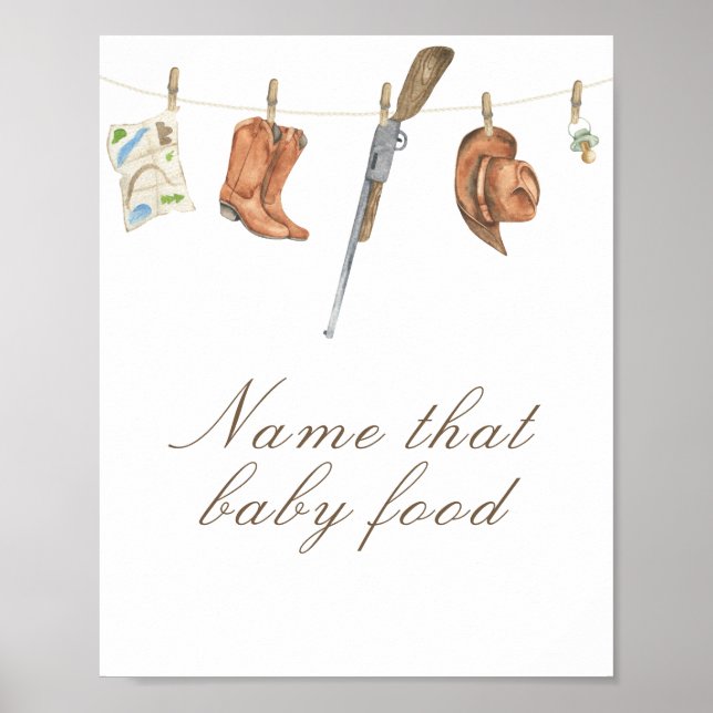 Póster Ducha de bebé Hunter - nombra esa comida para bebé (Frente)