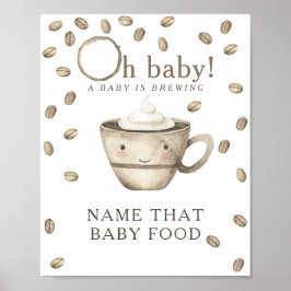 Póster Ducha de bebé Kawaii Coffee Baby - Juego de comida