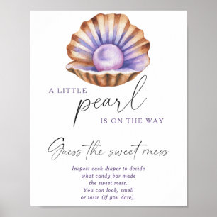 Póster ducha de bebé little pearl - adivina el dulce deso