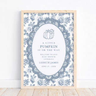 Póster Ducha de bebé Little Pumpkin Blue Toile