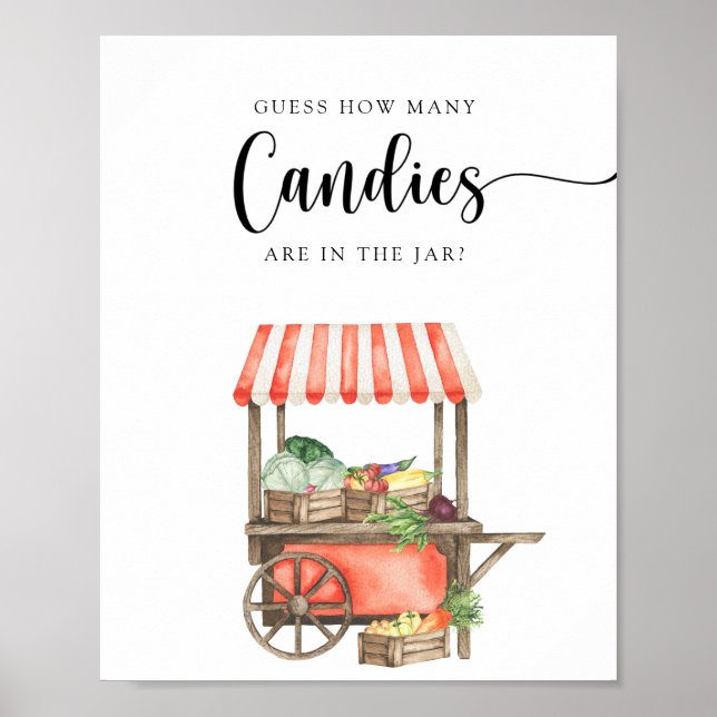 Póster ducha de bebé local - adivinen cuántos dulces (Frente)