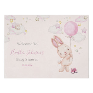 Póster Ducha de Bebé Niña Conejo